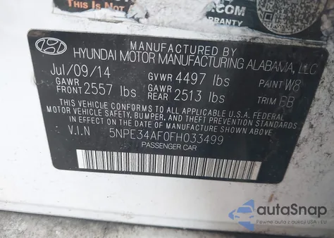 2015 Hyundai Sonata Limited from USA, damaged, VIN 5NPE34AF0FH033499